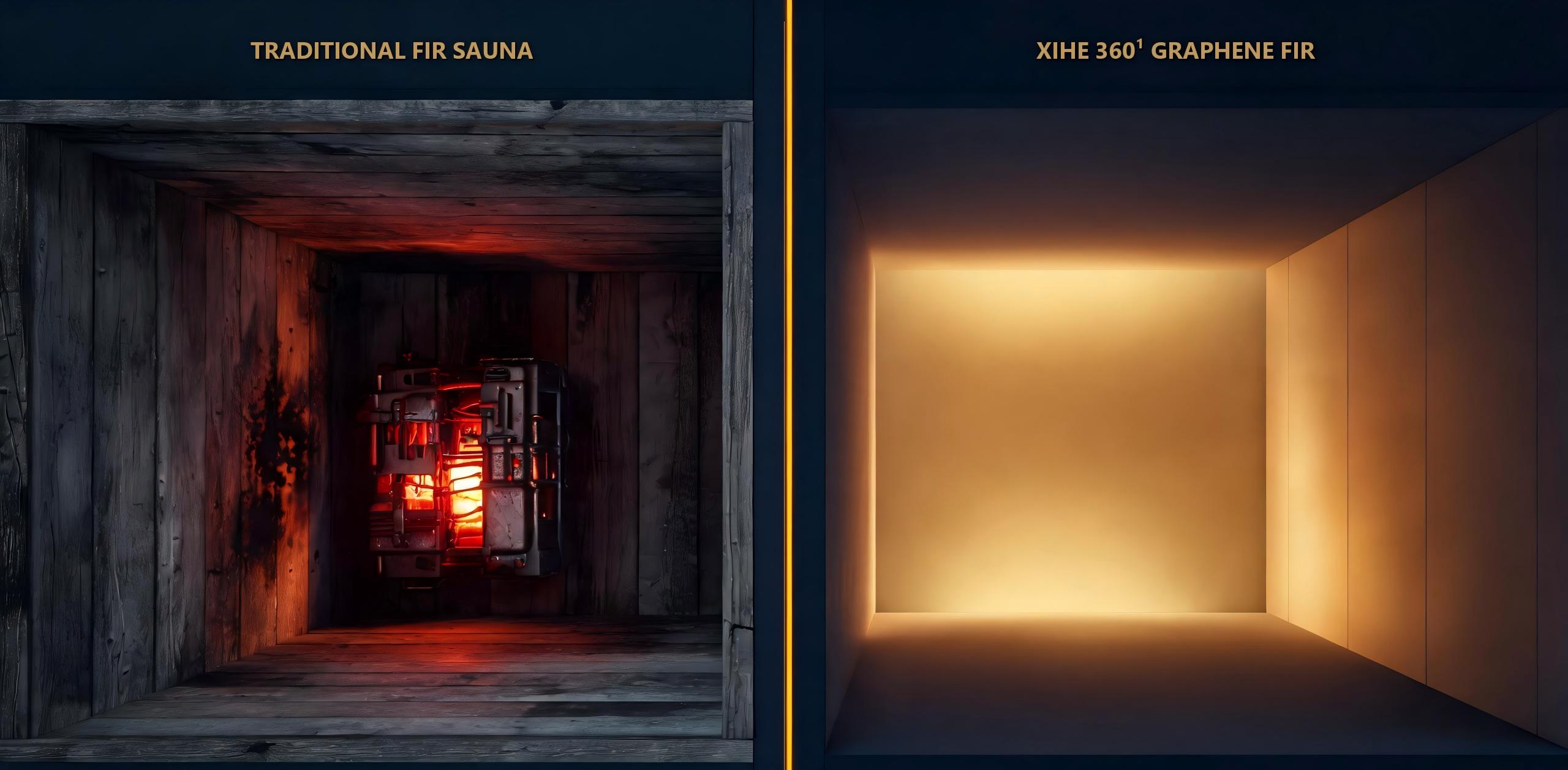 Traditional FIR sauna versus XIHE 360° graphene FIR comparison