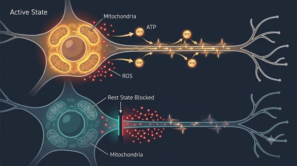 Brain energy and mitochondria mechanism related to focus and attention