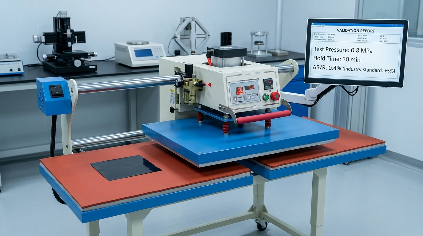 Pressure endurance test on a laminated heating film assembly