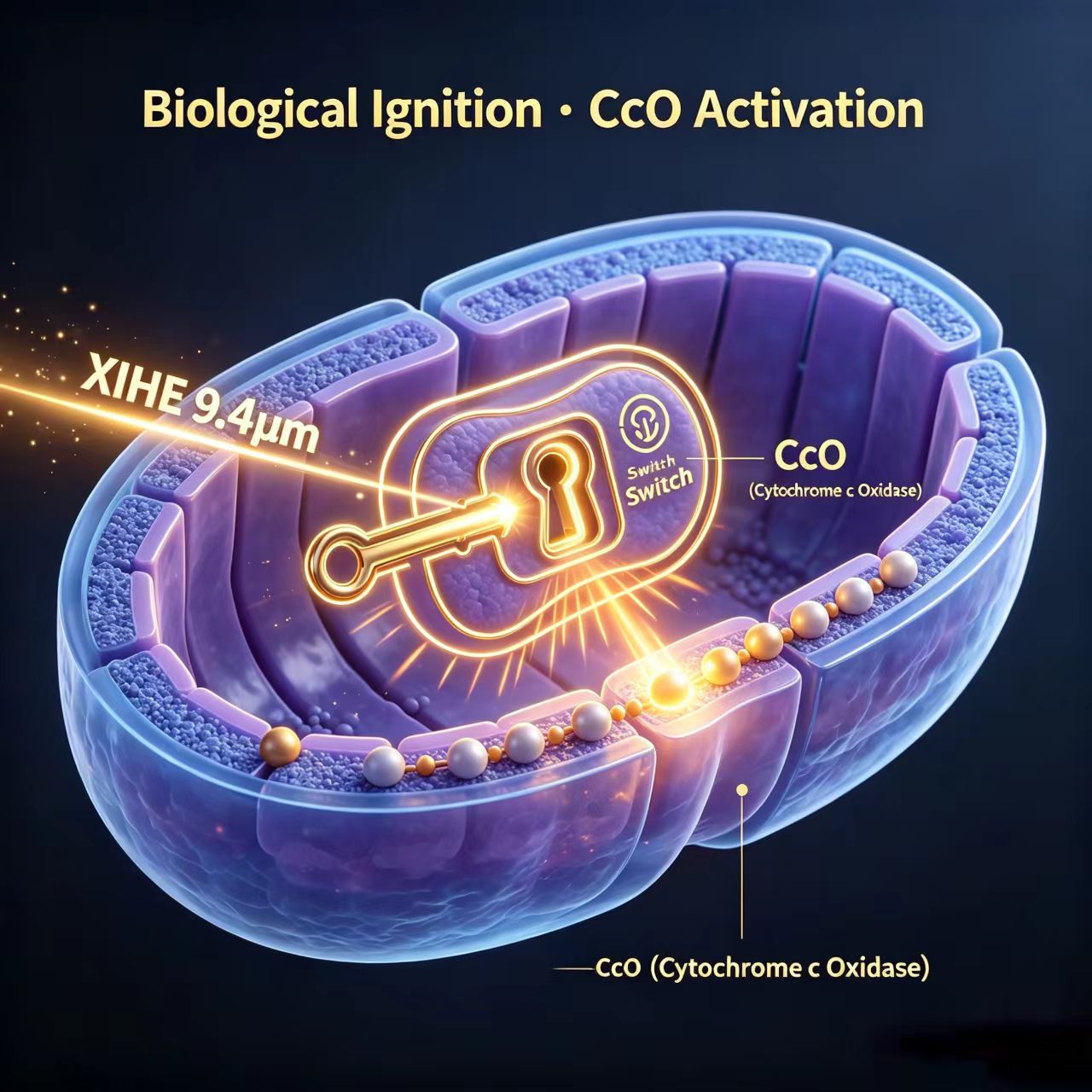 XIHE far-infrared photons activate Cytochrome c Oxidase (CcO) in mitochondria